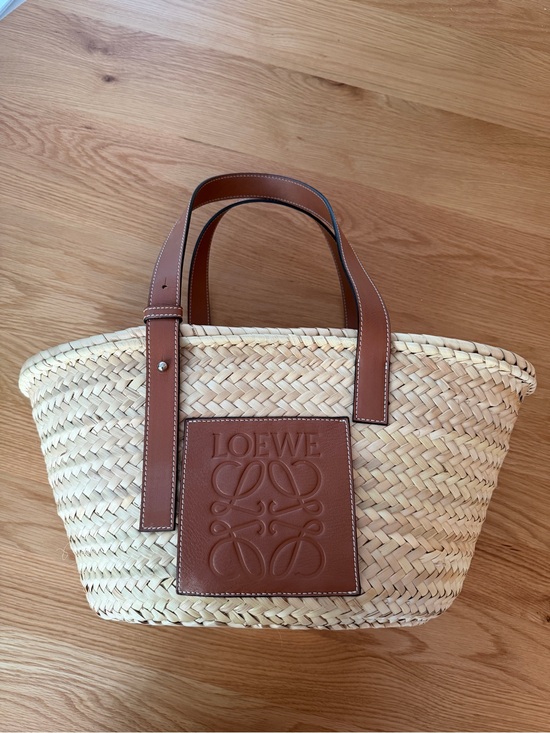 Loewe Handbags - Loewe Natural Straw Basket Bag with Tan Leather Trim